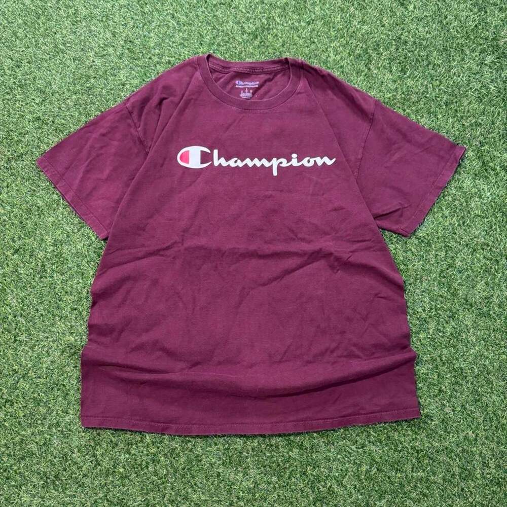 Champion burgundy t shirt with white